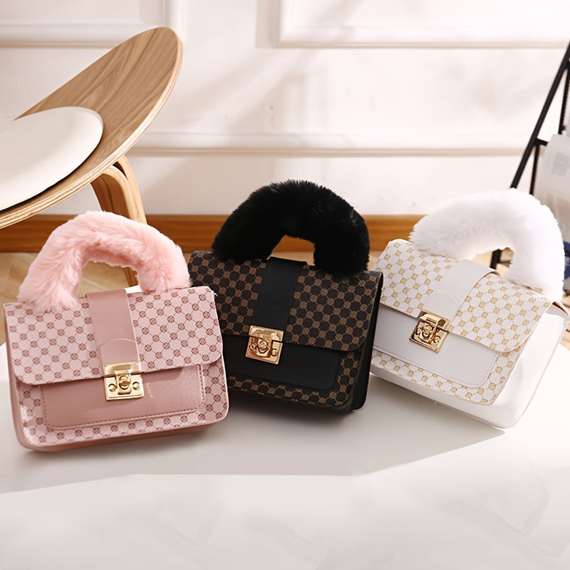 Girls PU Crossbody Bag with Cartoon Print and Buckle Closure for Going Out and Parties