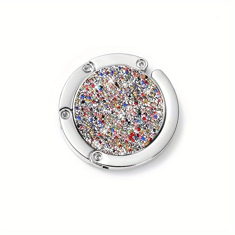Elegant Rhinestone Handbag with Foldable Design and Portable Hook for Parties and Work