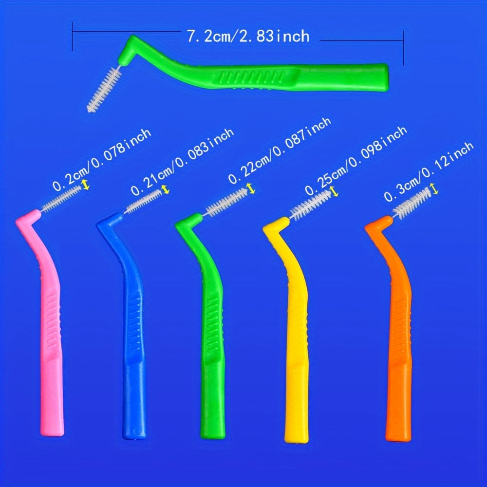 30 Pcs Angled Interdental Brushes Durable PE Ergonomic Handle Multi-Color