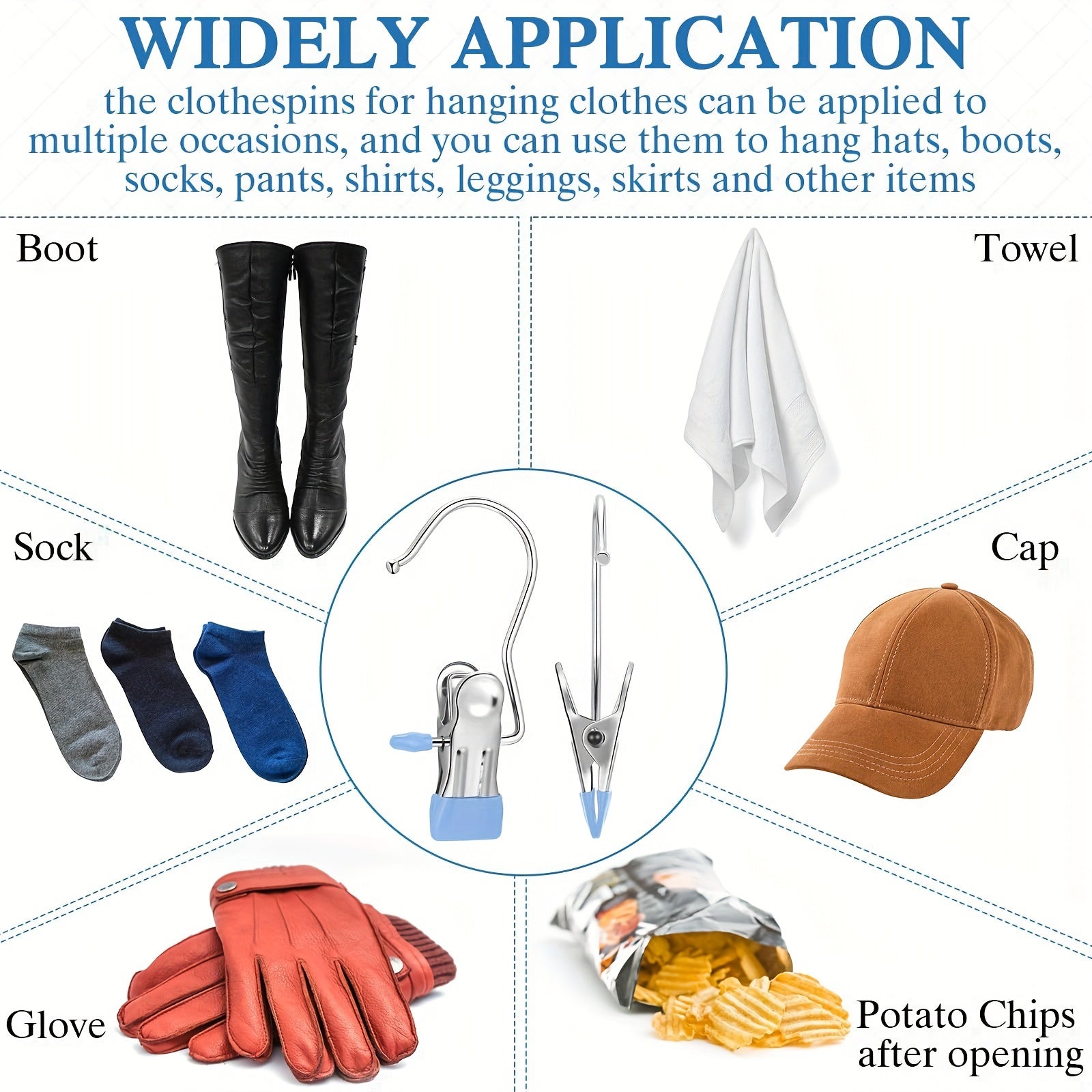 Juego de 10 pinzas de ropa de acero inoxidable para pantalones, calcetines y zapatos, perchas antideslizantes para secar