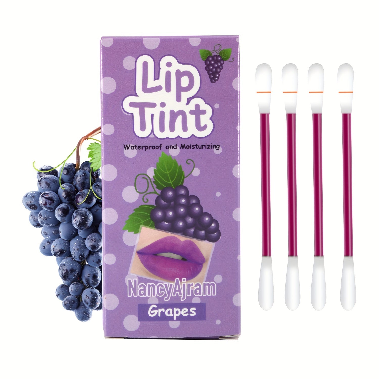 Mujeres brillo de labios portátil con sabor a fresa, uva, pitaya y granada