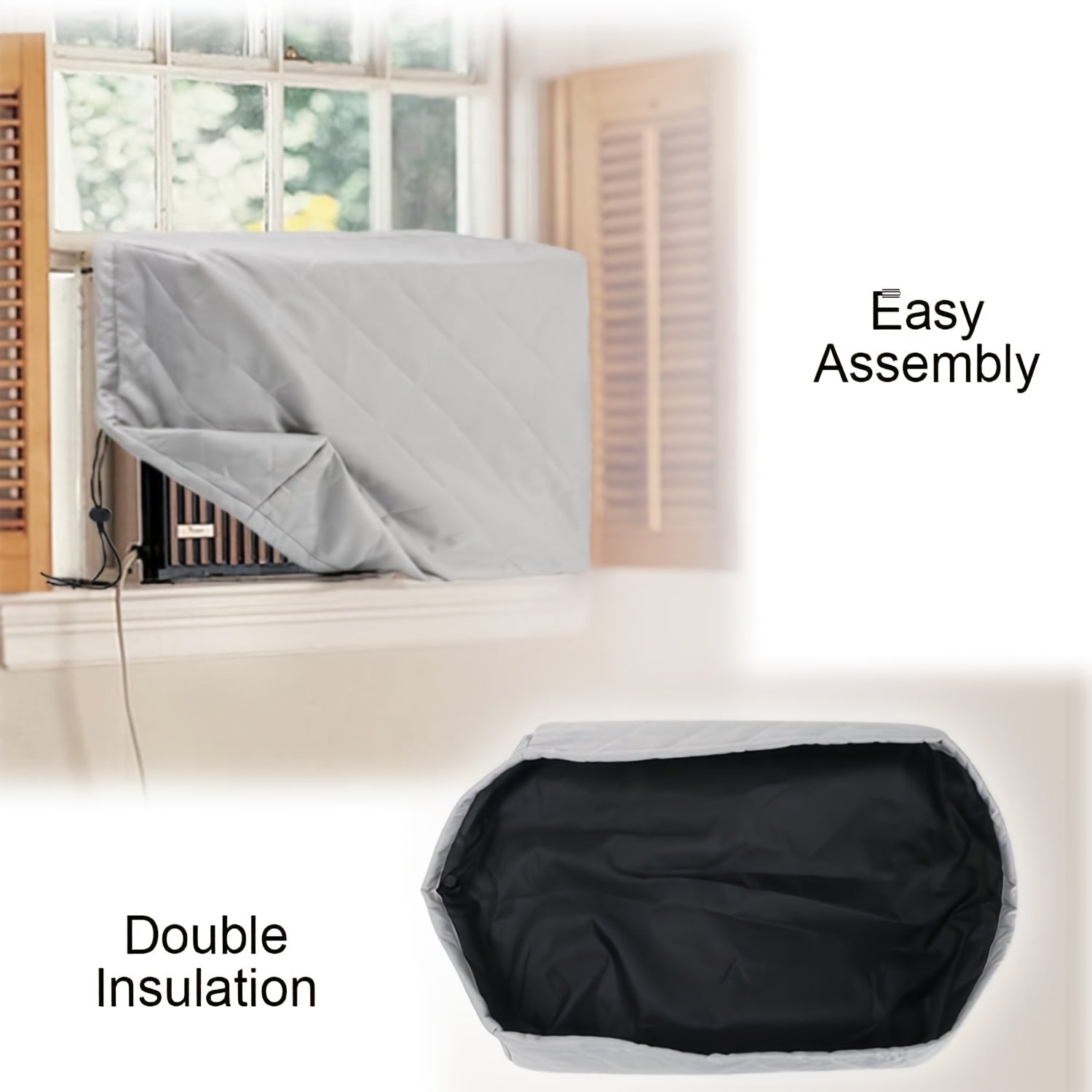 Protective Cover for Window Air Conditioner Dual Layer Insulation Adjustable Strap