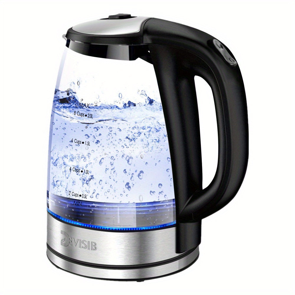 2.0L Elektrik shisha choynak 2200W tez qaynash LED ko'rsatkichi avtomatik o'chirish mat qora