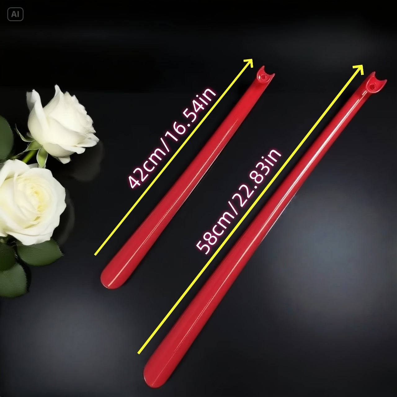 Black Plastic Shoe Horn for Elderly and Pregnant Women, No Bending