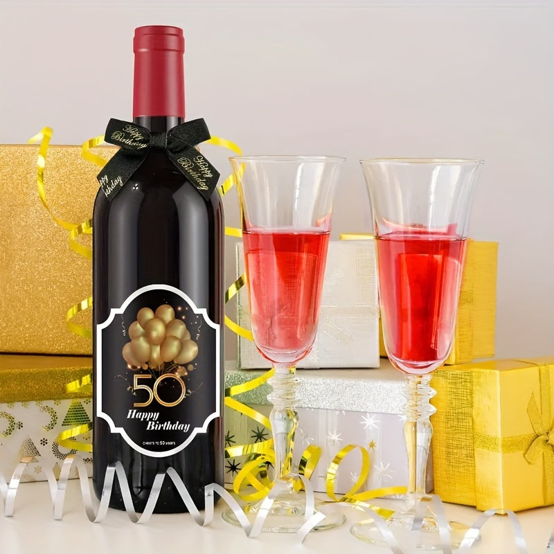 8pcs 50th Birthday Wine Bottle Labels for Champagne and Sparkling Wine
