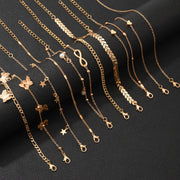 Women's Anklet Set with Butterfly and Bead Charms Snake Chain Beach Party Jewelry