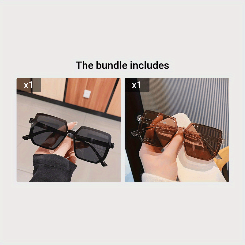 Women's Oversized Square Plastic Glasses for Hiking Shopping and Travel