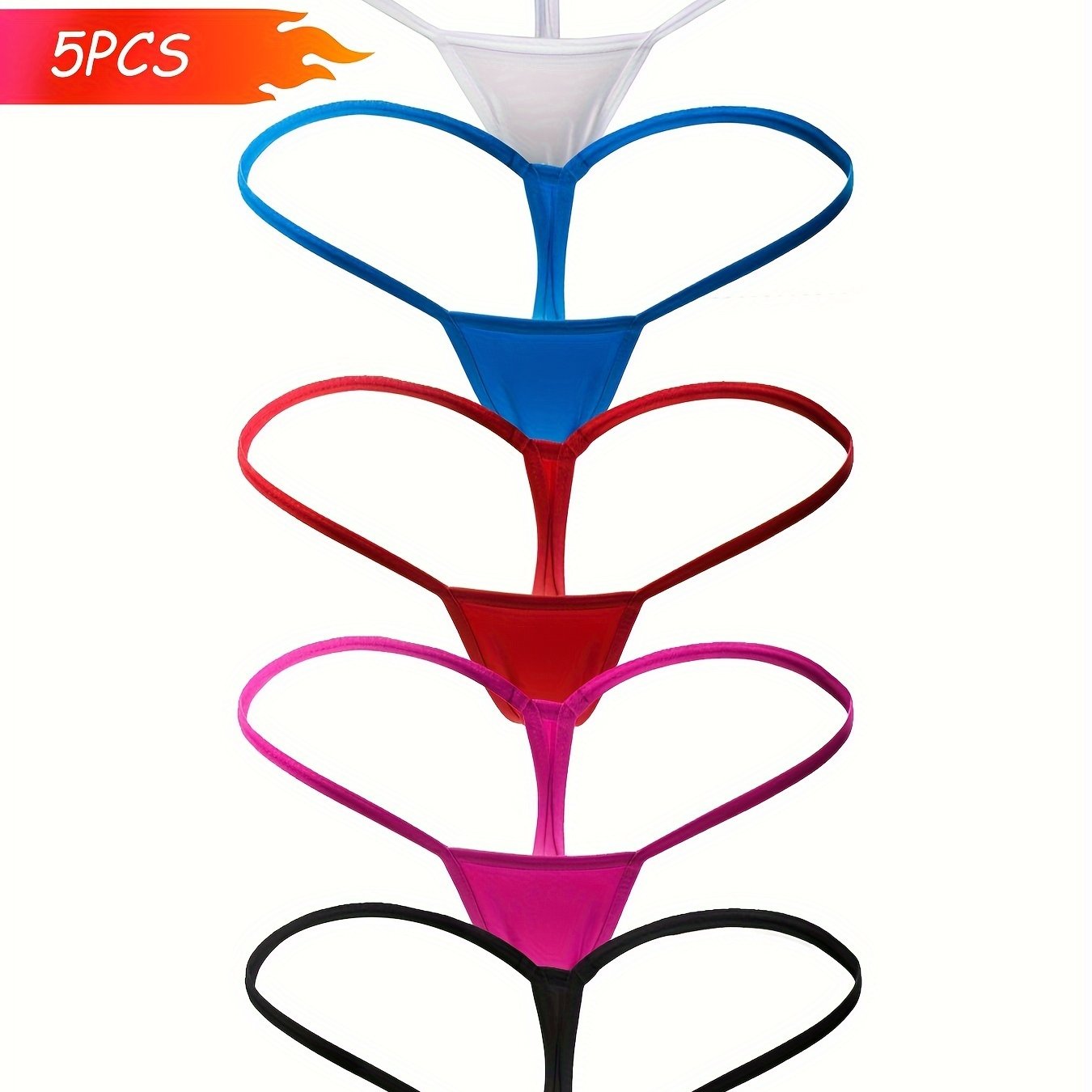 Women's Lingerie Solid Color Thongs Pack of 5 Comfortable and Stylish
