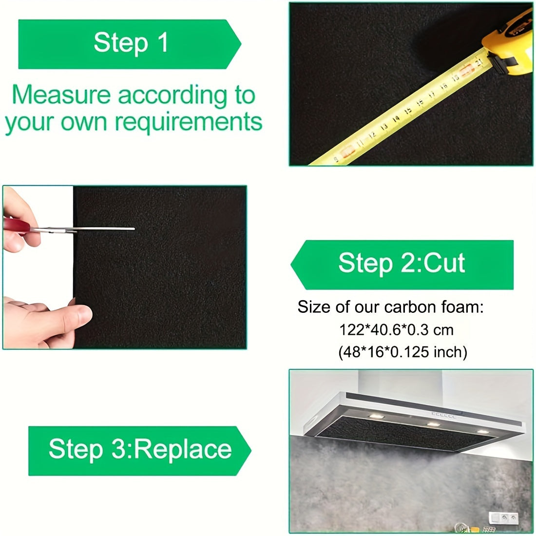 Activated Carbon Filter Sheet for Air Purifiers and Litter Boxes 122x40x0.3cm
