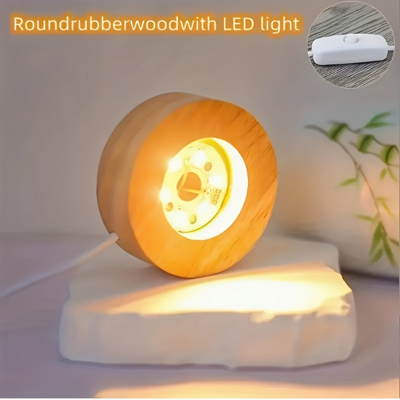Wooden LED Desk Lamp 6cm 8cm 10cm Warm White Energy-Efficient USB Light