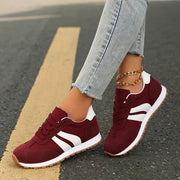 Women's Wine Red Casual Sneakers Non-Slip Lace-Up Round Toe All-Season