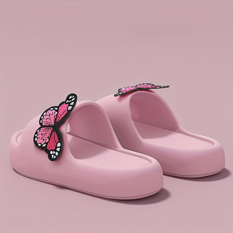 Women's Pink Butterfly Slippers Lightweight EVA Non-Slip Indoor Beach