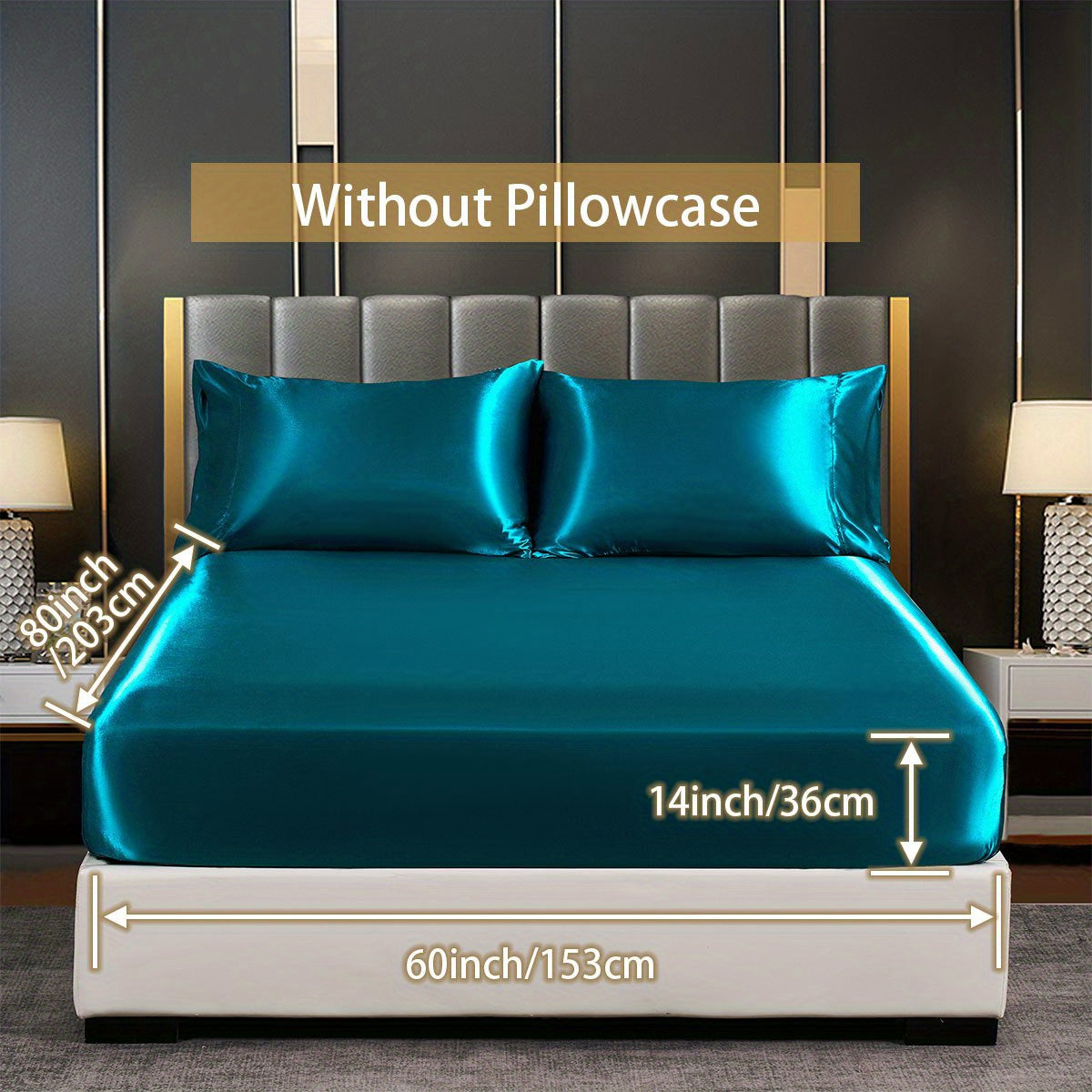 Satin Solid Color Fitted Sheet Luxuriously Soft Bedding for Bedroom and Guest Room