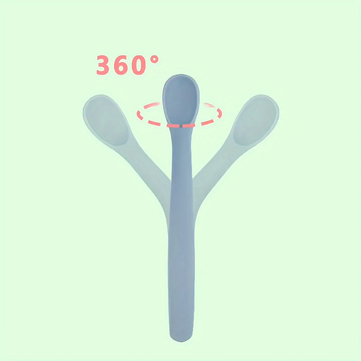 Juego de 2 cucharas de silicona para alimentar con puntas suaves, flexibles, duraderas y resistentes a morder