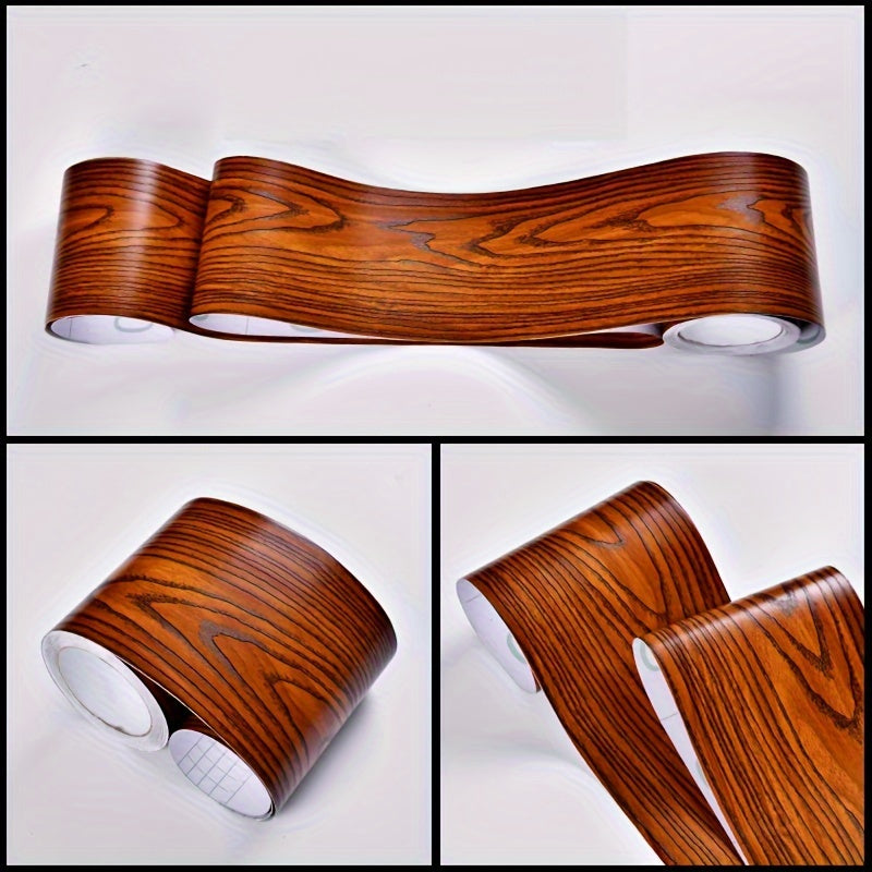 Self-Adhesive Wall Corner Decor Wood Grain Skirting Line 8cm x 5m