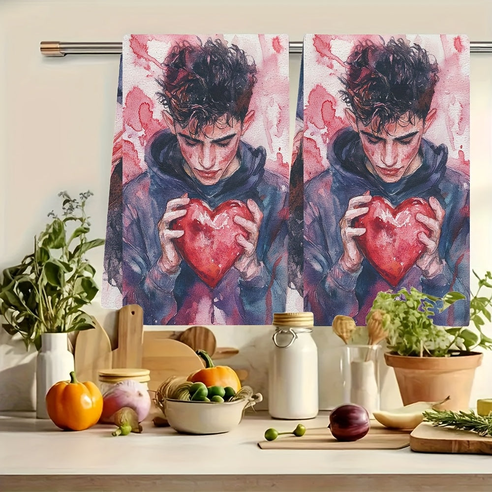 Set Of 2 Ultra-Soft Absorbent Kitchen Towels 40x60cm for Holiday Decoration