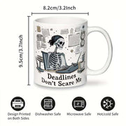 Ceramic Skeleton Worker Mug Retro Hard Worker Coffee Cup 1pc