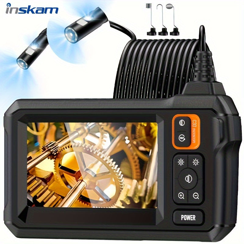 4.3 Inch IPS LCD Industrial Endoscope with 8mm Dual Lens Camera for Auto Repair Plumbing and House Inspection
