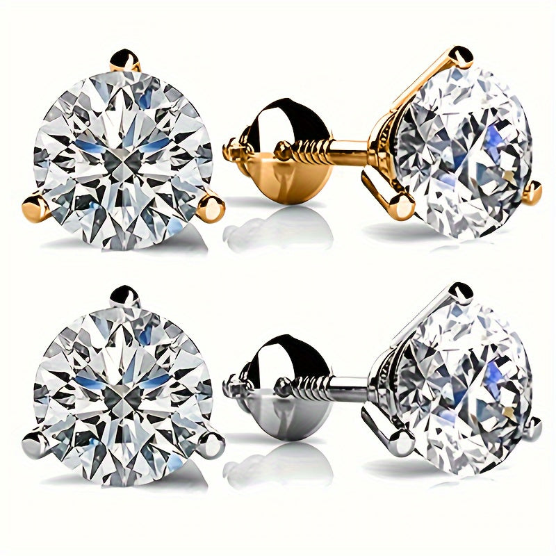 Sterling Silver Zirconia Earrings for Women Hypoallergenic Gold and Silver Tones