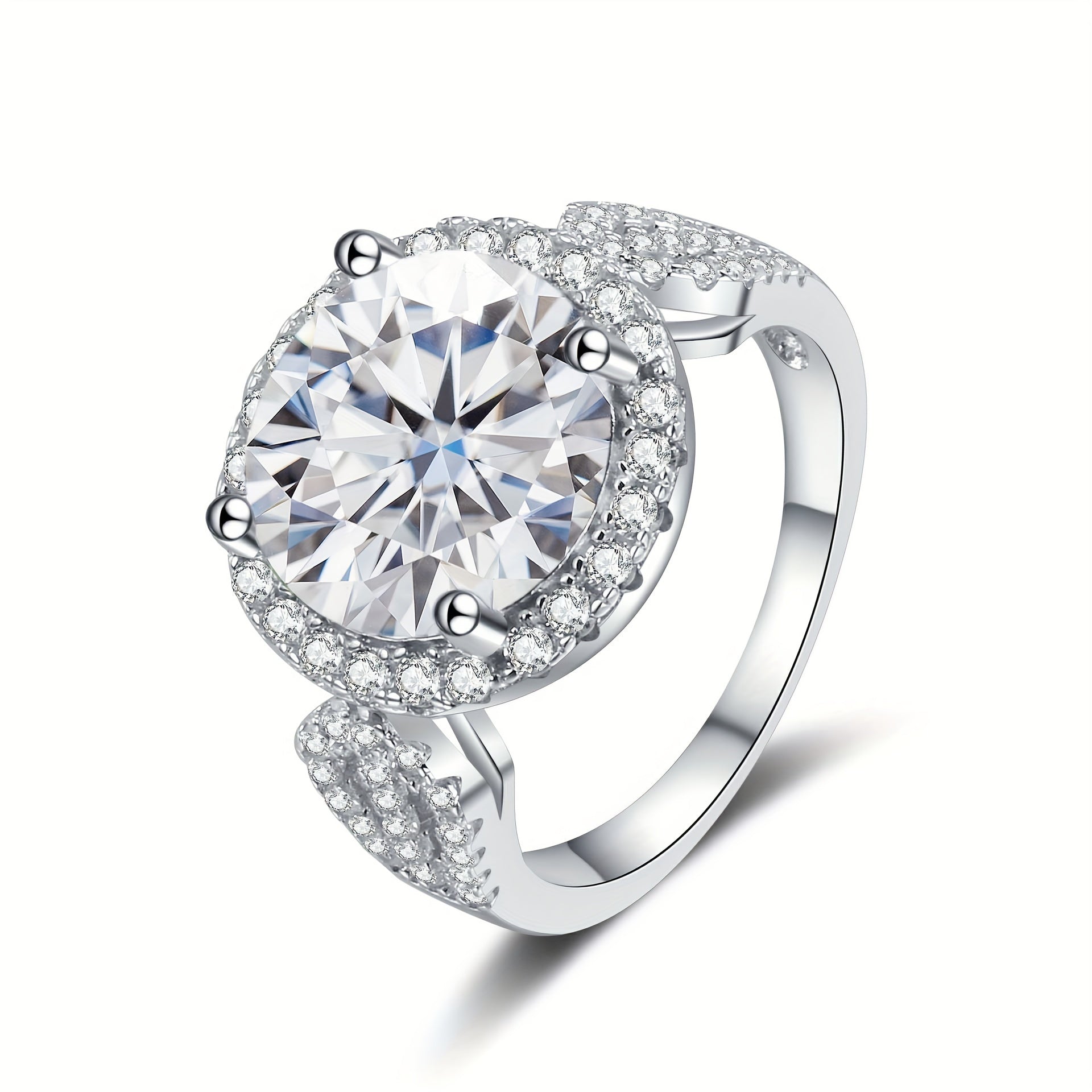 Sterling Silver 5 Carat Moissanite Engagement Ring for Weddings and Anniversaries