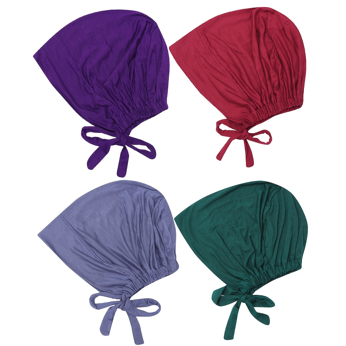 Set de 4 gorras internas de modales ajustables para hijab, transpirable, elásticas y con cordón, para mujeres