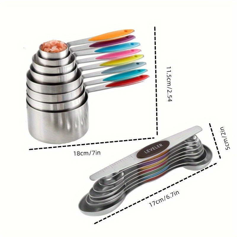23-Piece Black Stainless Steel Measuring Cups and Spoons Set for Dry and Liquid Ingredients