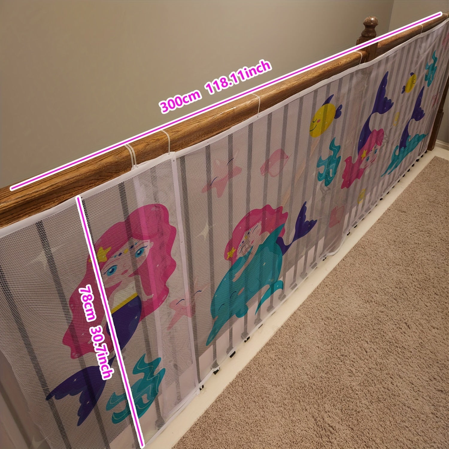 Kids Baby Safety Gate Non-Toxic Polyester Stair and Balcony Guard with Vibrant Print
