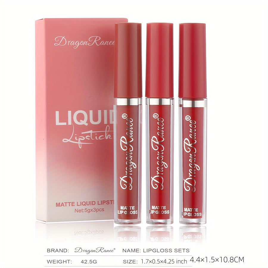 Women's Velvet Matte Lipstick Set 3-Pack Long-Lasting Non-Fading Moisturizing
