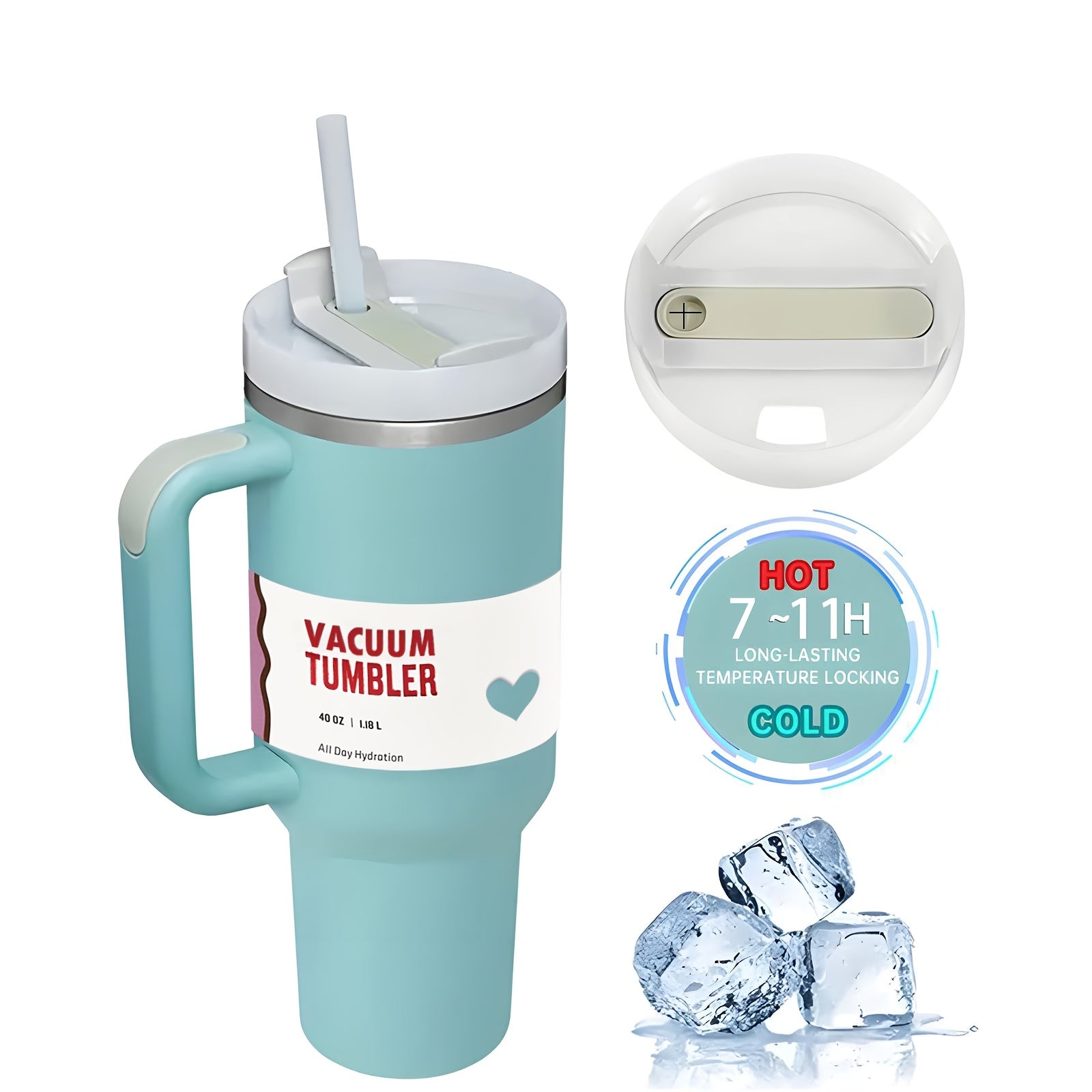 40oz Stainless Steel Tumbler with Lid and Straw BPA-Free Shatterproof for Iced Tea Coffee