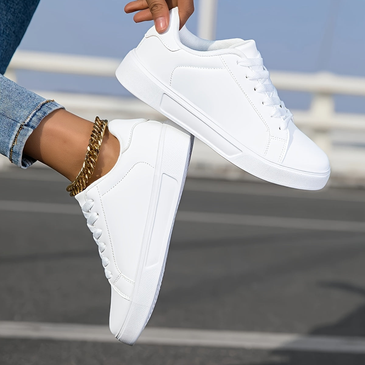 Zapatillas deportivas casuales para mujeres y niñas, antideslizantes, con cordones, de caña baja