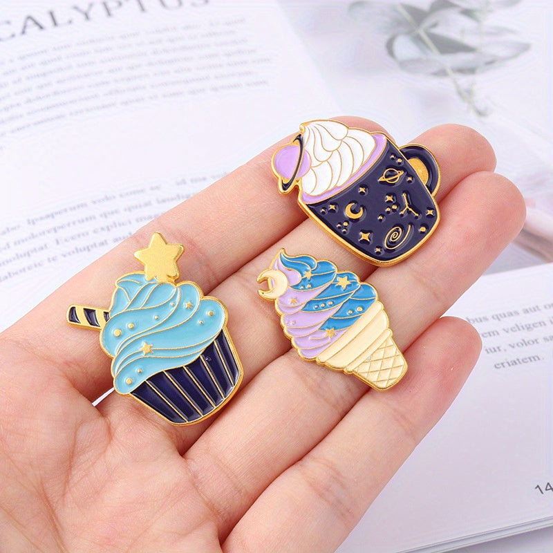 Ice Cream Cone Shape Alloy Brooch Cartoon Jewelry Cute Accessory