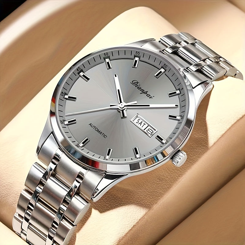 Men's Mechanical Watch Business Style Calendar Stainless Steel Band
