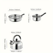 Stainless Steel Cookware Set 12 Pieces with Golden Handles Removable Lids