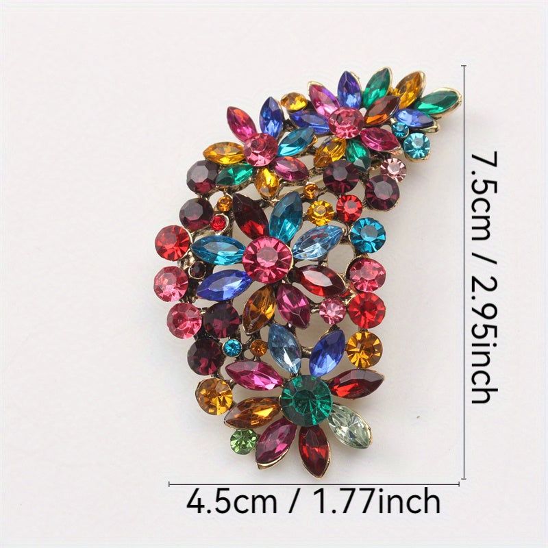 Women’s Feather Brooch with Rhinestones Enamel Flower Pin Jewelry Accessory