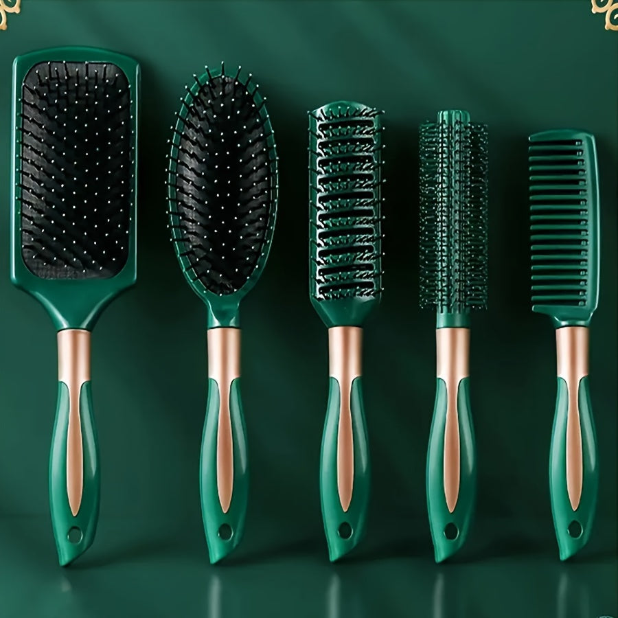 Hair Brush Set with Air Cushion Comb Round Curling Detangling Brushes for Straight Hair
