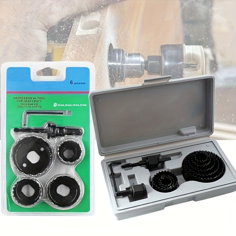 Set of 6 or 11 Steel Hole Saws with Mandrel for Wood Plastic PVC Drywall