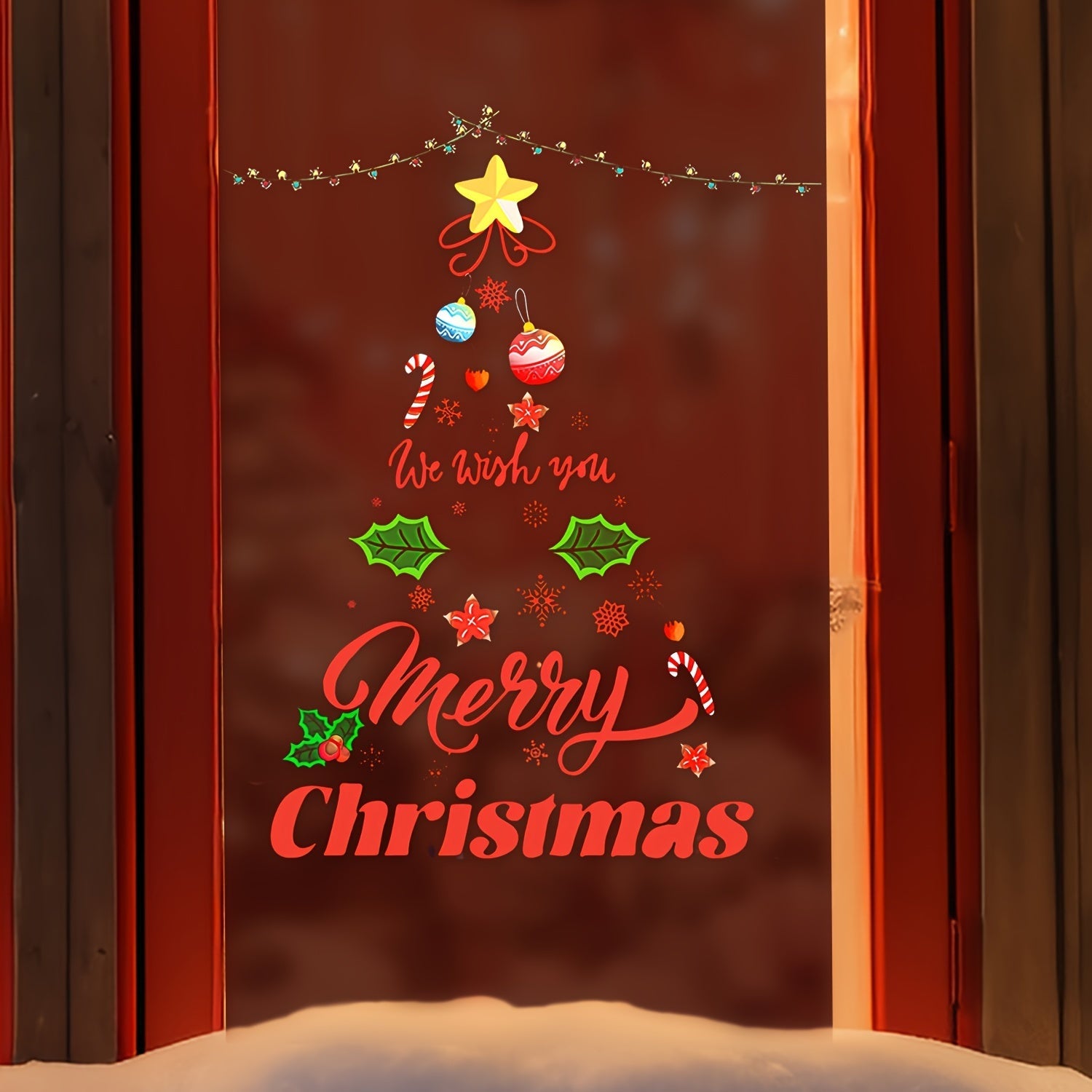 Christmas Tree Window Clings Set Waterproof Holiday Stickers for Glass Doors