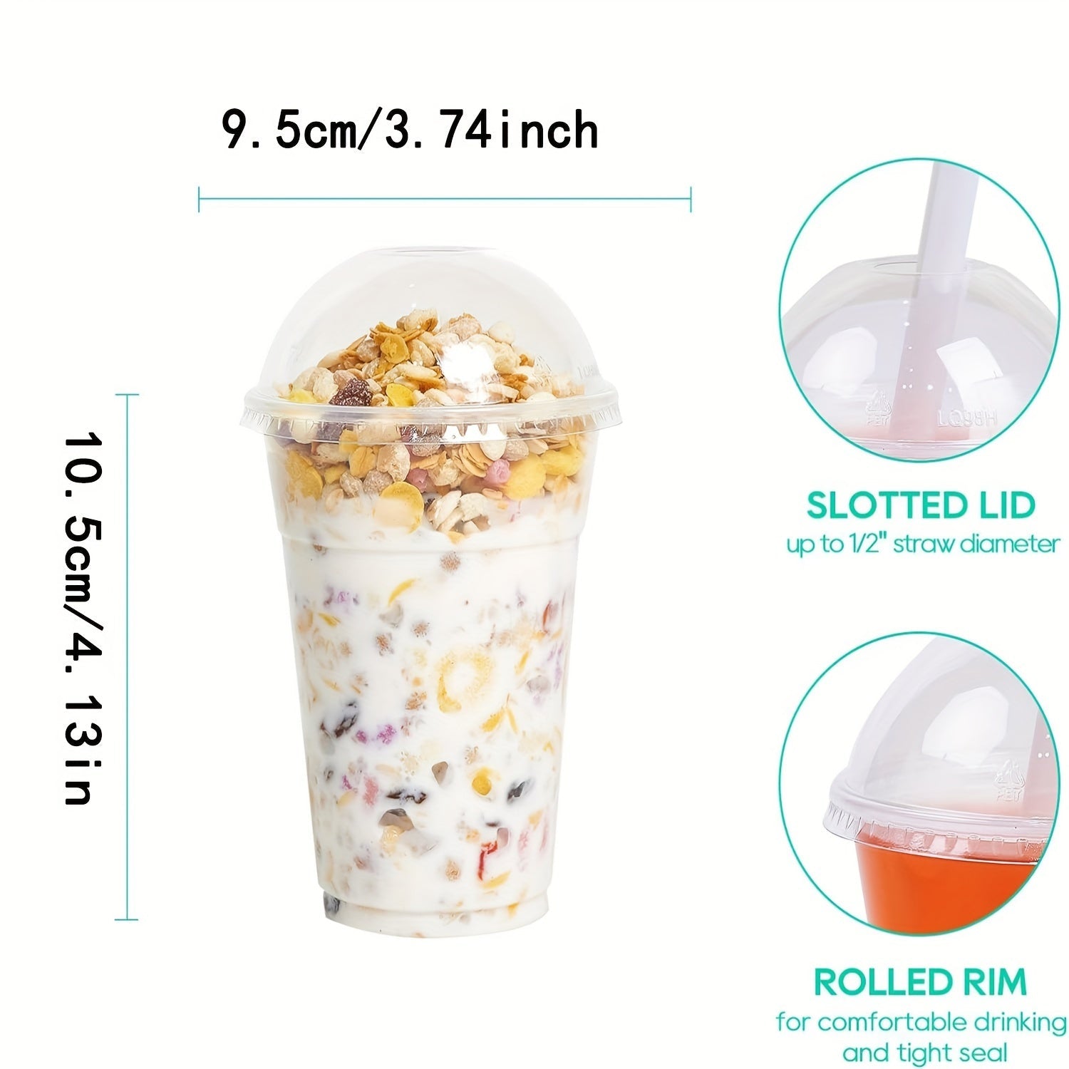 Set of 30 Leak-Proof 10oz Disposable Cups with Dome Lids for Smoothies Milkshakes Boba Tea