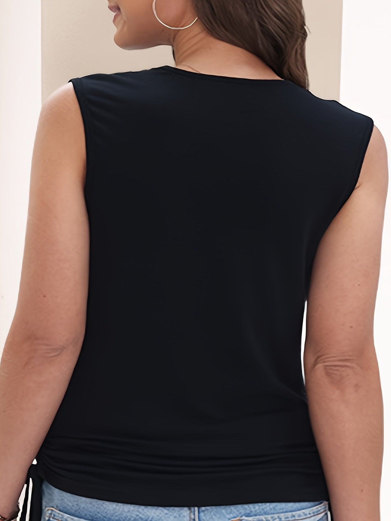 Блузка-корсет без рукавов для женщин больших размеров с однотонной плиссированной тканью