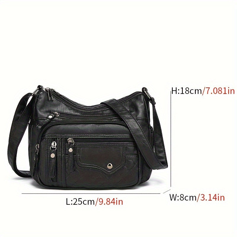 Casual Shoulder Bag with Adjustable Strap Large Capacity Zipper Closure Polyester Lined Crossbody Bag