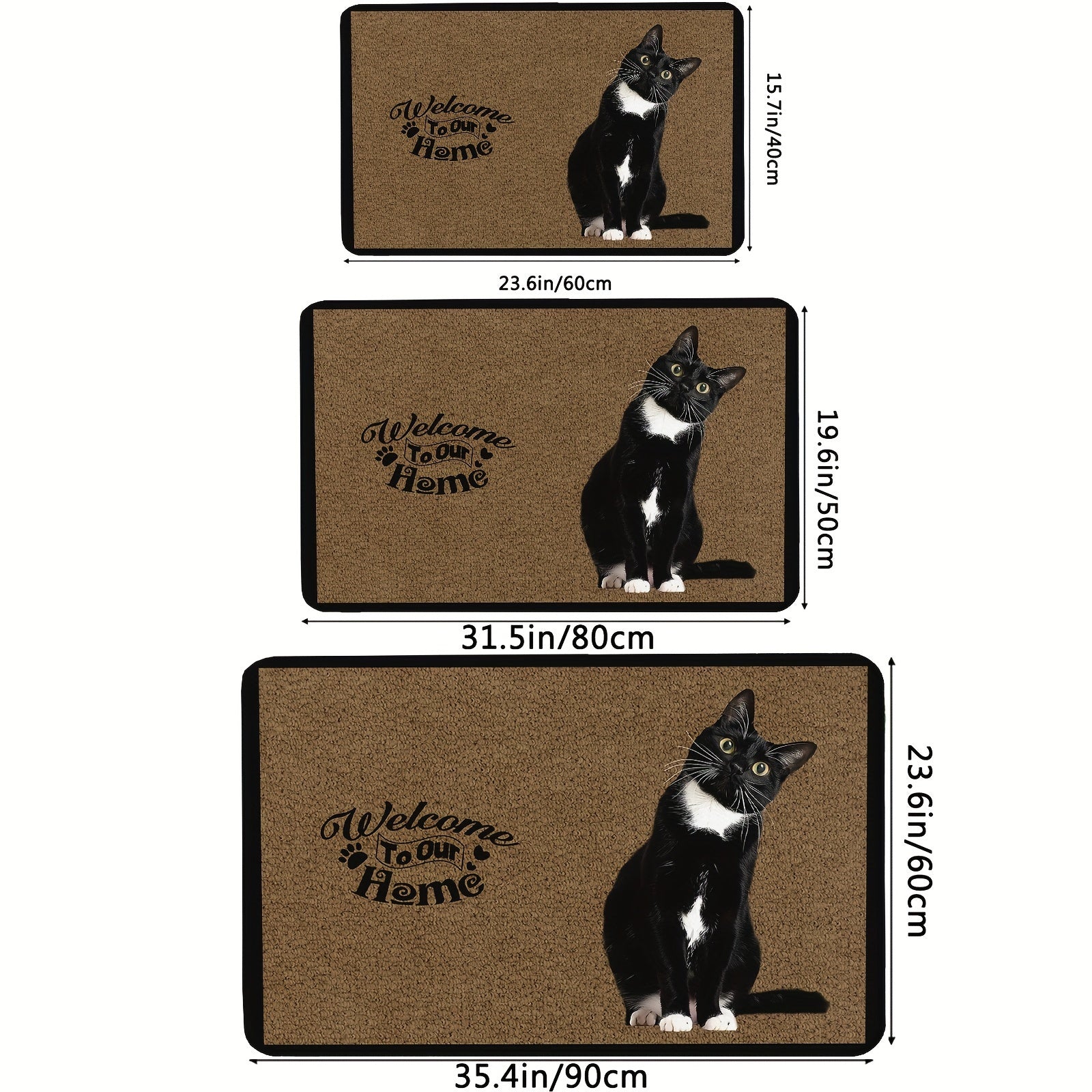 Cat Pattern Door Mat Non-Slip Stain Resistant Quick Dry Indoor Outdoor Entryway