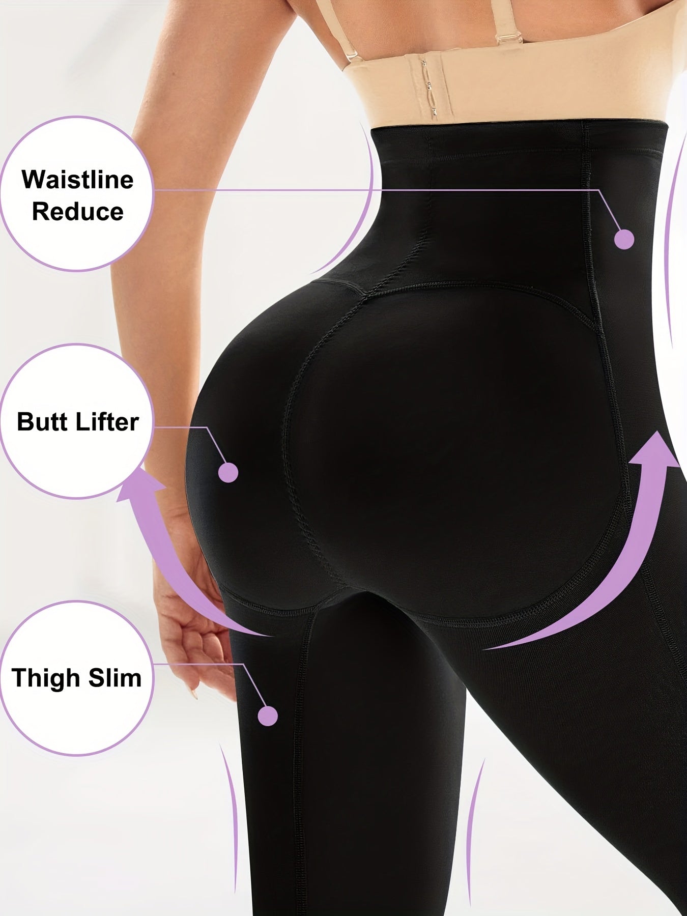 Women's High-Waisted Shapewear Capris with Ruffle Neckline Tummy Control Butt Lift