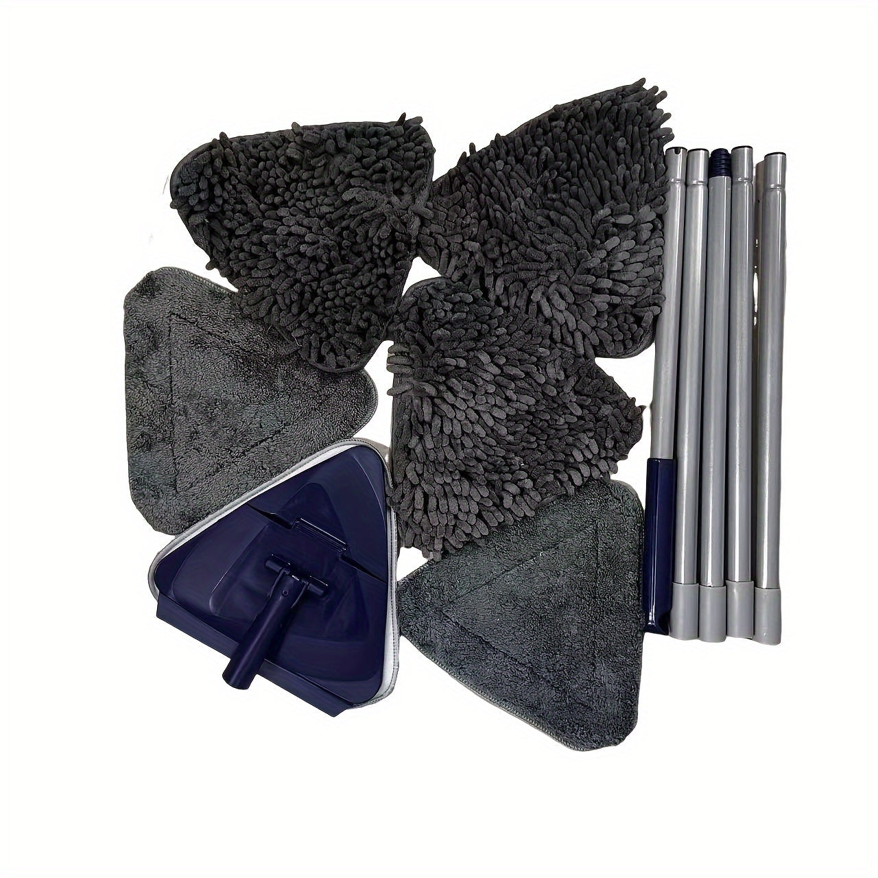 Triangle Wall and Ceiling Cleaning Mop Kit with 6 Pads, Adjustable Handle