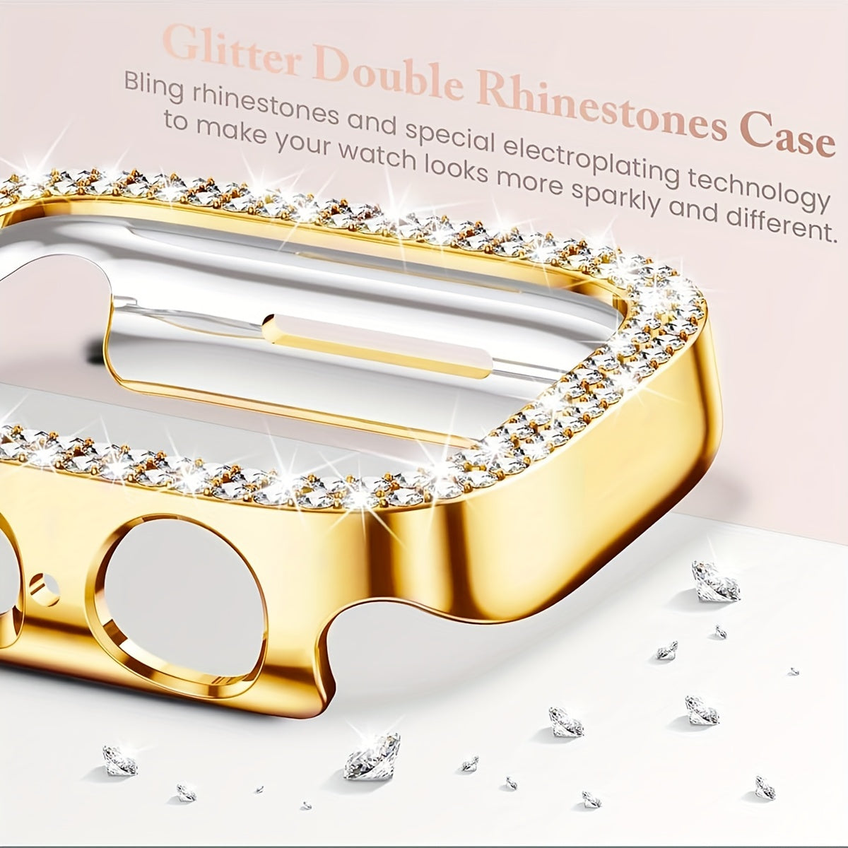 Women's Rhinestone Decor Protective Watch Case for Apple Watch 38-49mm Hard Shell Lightweight