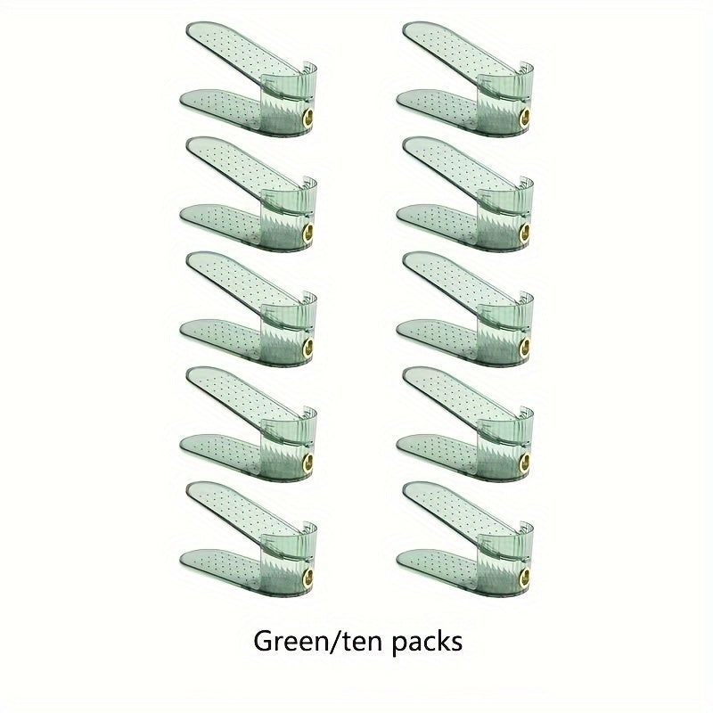 Juegos de organizadores de almacenamiento para zapatos de 10 o 20 piezas, de plástico ajustable, doble capa, transparente