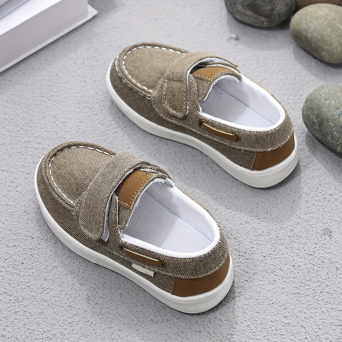 Boys Slip-Resistant Low-Top Loafers Canvas PU Casual All-Season