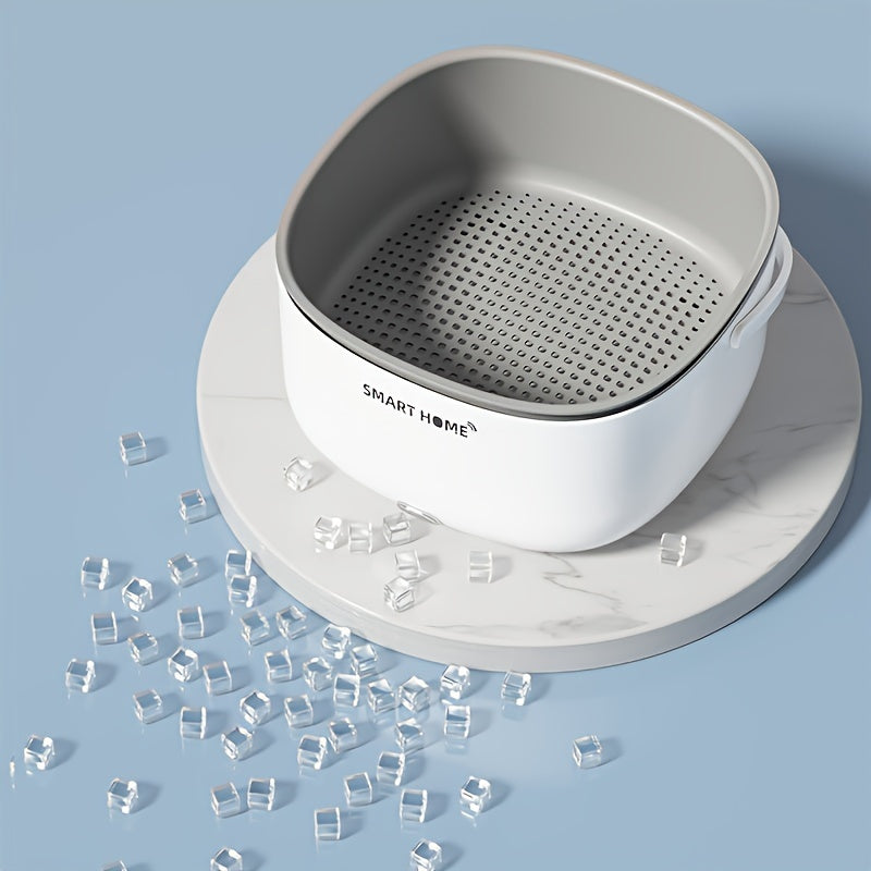 Portable USB Vegetable Fruit Washer Basket Large Capacity White PP Chemical-Free Auto Purification