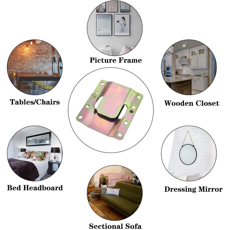 Conectores de sección de metal para sofá Chrome con tornillos para montaje y reparación de muebles