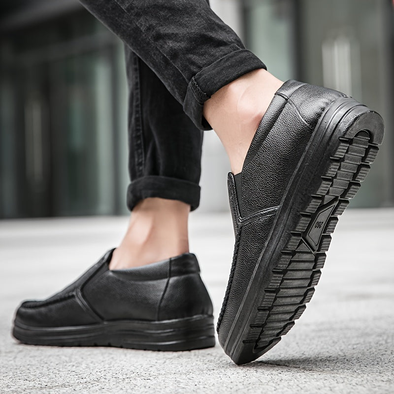 Men's Black Slip-On Loafers Business Casual Dress Shoes All-Season Comfortable Office Formal
