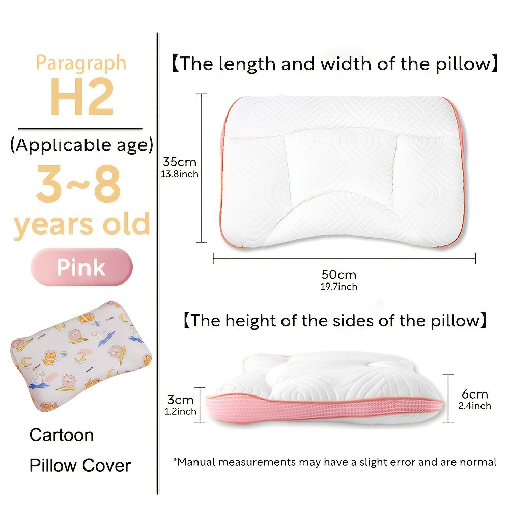 Kids Animal Pattern Pillow for Side and Back Sleep Travel Washable Pink Green